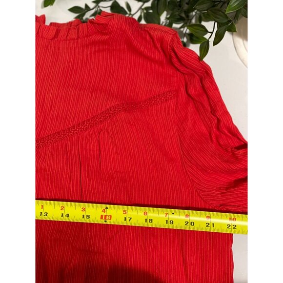 LOFT Womens Red Blouse XL 59% Viscose & Cotton With Button Detail - Picture 12 of 14
